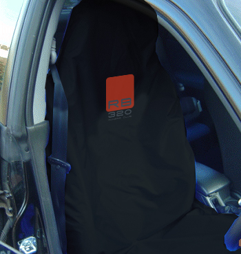 Colour Black seat cover Design RB320 Owners Club logo printed 2 colour 